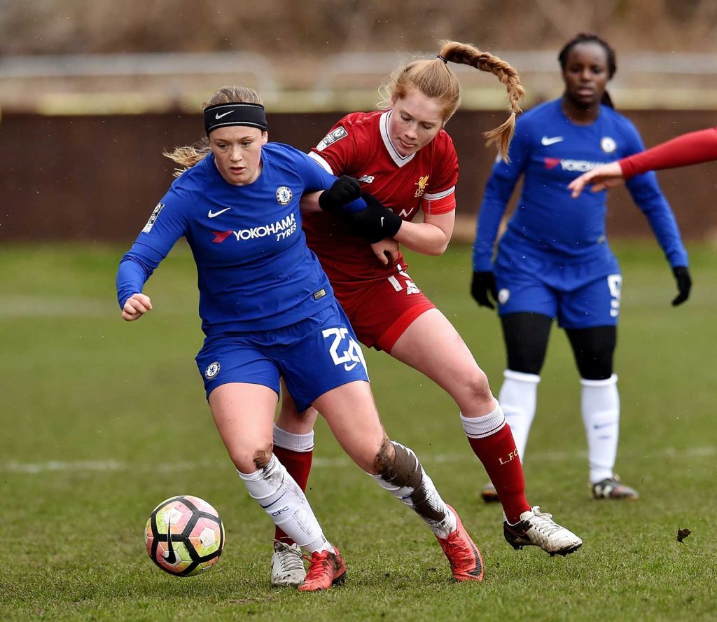 Liverpool's Amy Rodgers taking on Everton. (Liverpool FC)