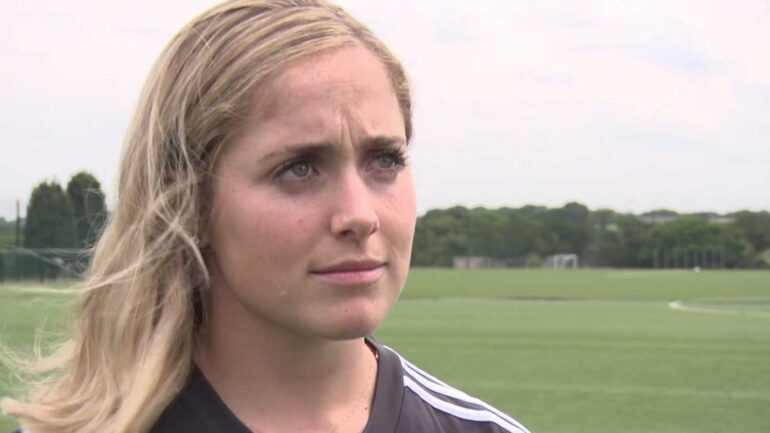 Brianna Visalli giving interview about her move to Birmingham City. (Birmingham City TV)