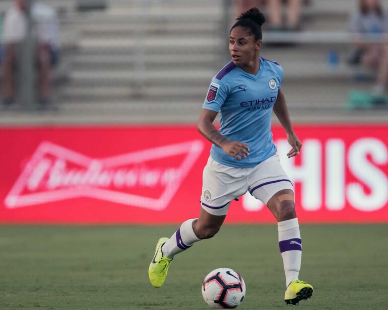 Manchester City left back Demi Stokes. (Shane Lardinois / OGM)