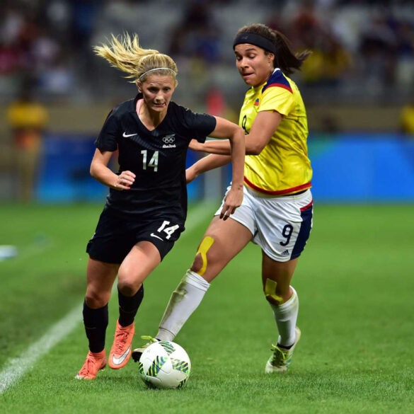 New Zealand's Katie Bowen on the attack. (NZ Football)