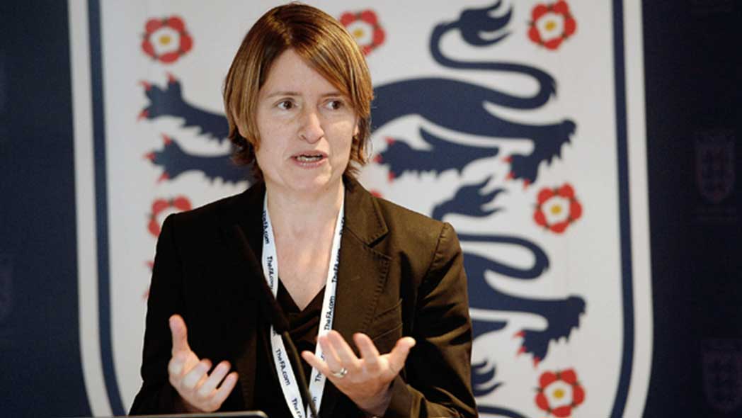 The FA's Director of Women's Football Kelly Simmons speaking to the media. (The FA)