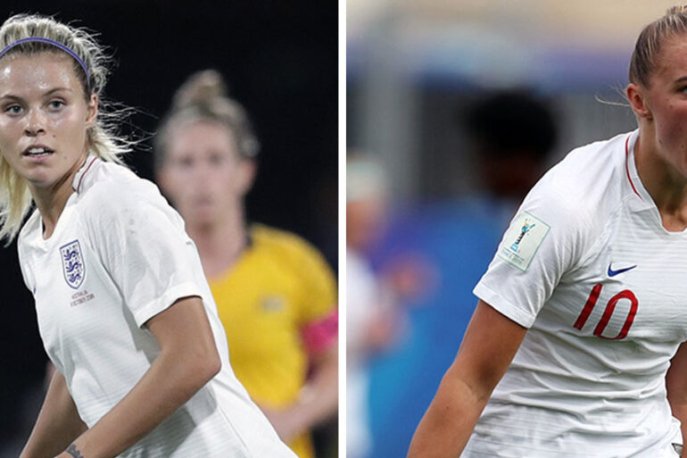 Rachel Daly and Georgia Stanway of England. (The FA)