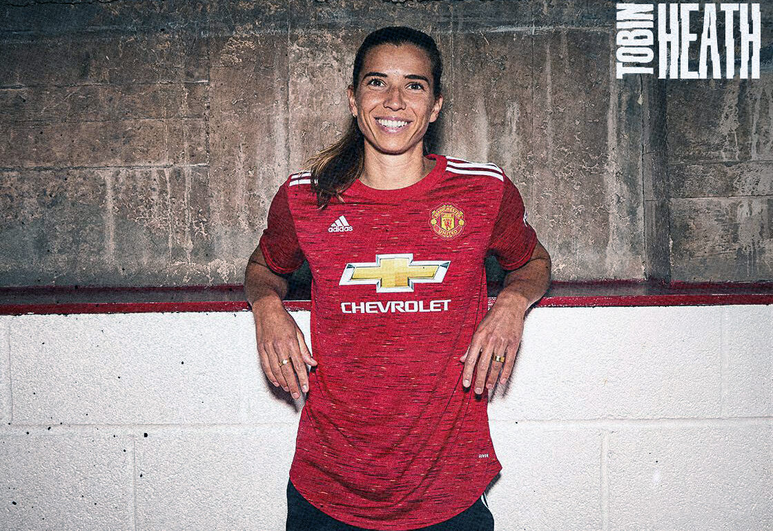 Tobin Heath in her red Manchester United kit. (Manchester United)