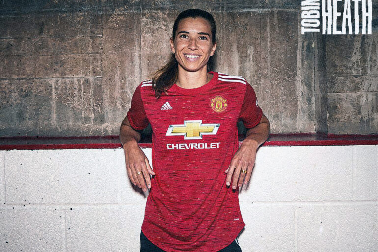 Tobin Heath in her red Manchester United kit. (Manchester United)