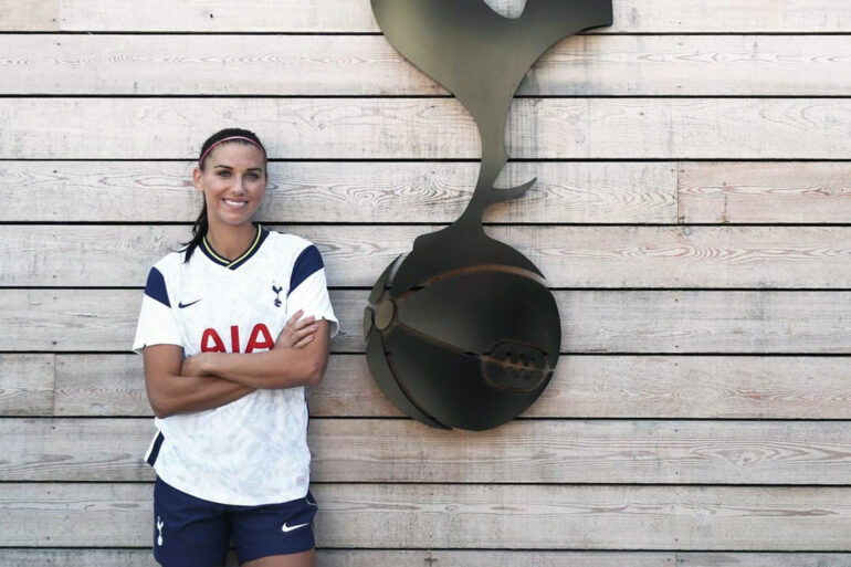 Alex Morgan wearing her Tottenham Hotspur kit. (Tottenham Hotspur)