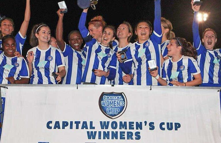Actonians squad celebrating Capital Senior Cup win. (Actonians)