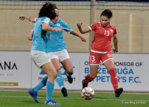 Malta's Maria Farrugia playing against Slovakia. (Malta FA)