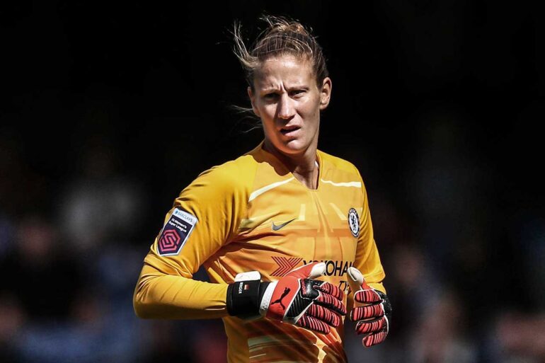 Goalkeeper Katrin-Ann Berger playing for Chelsea. (Chelsea FC)