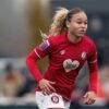 Forward Ebony Salmon playing for Bristol City. (Kieran McManus / The FA)