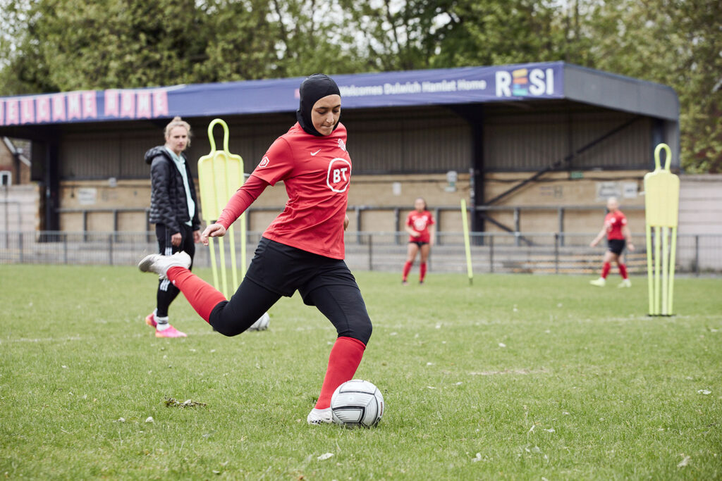 Zainab El-Mouden, a contestant on season two of Ultimate Goal, training during the series. (BT Sport)