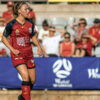 Fiona Worts playing for Adelaide United. (Adelaide United)