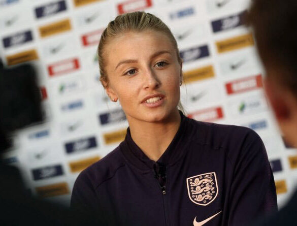 England captain Leah Williamson doing media. (Getty Images)