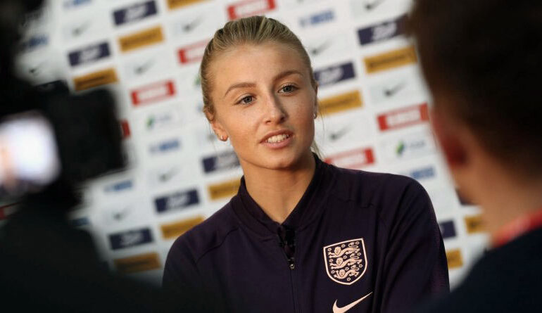 England captain Leah Williamson doing media. (Getty Images)