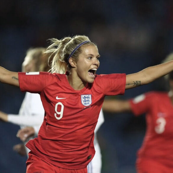 Rachel Daly celebrating with England. (Getty Images)