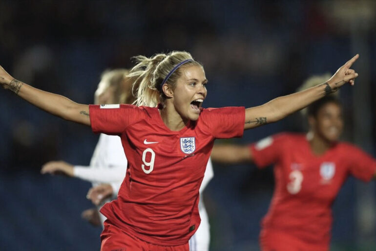 Rachel Daly celebrating with England. (Getty Images)