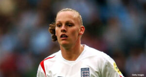 Amanda Barr playing for England. (Getty Images)