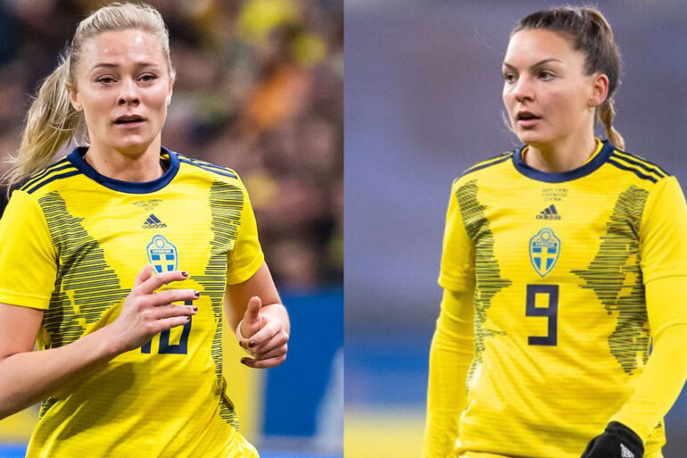 Fridolina Rolfo and Johanna Rytting Kaneryd playing for Sweden. (Swedish Football Association)