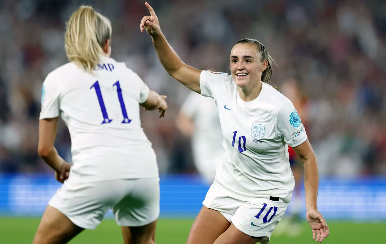 Georgia Stanway celebrates her game-winning goal against Spain during the quarterfinals of the 2022 UEFA Euros. (Getty Images)