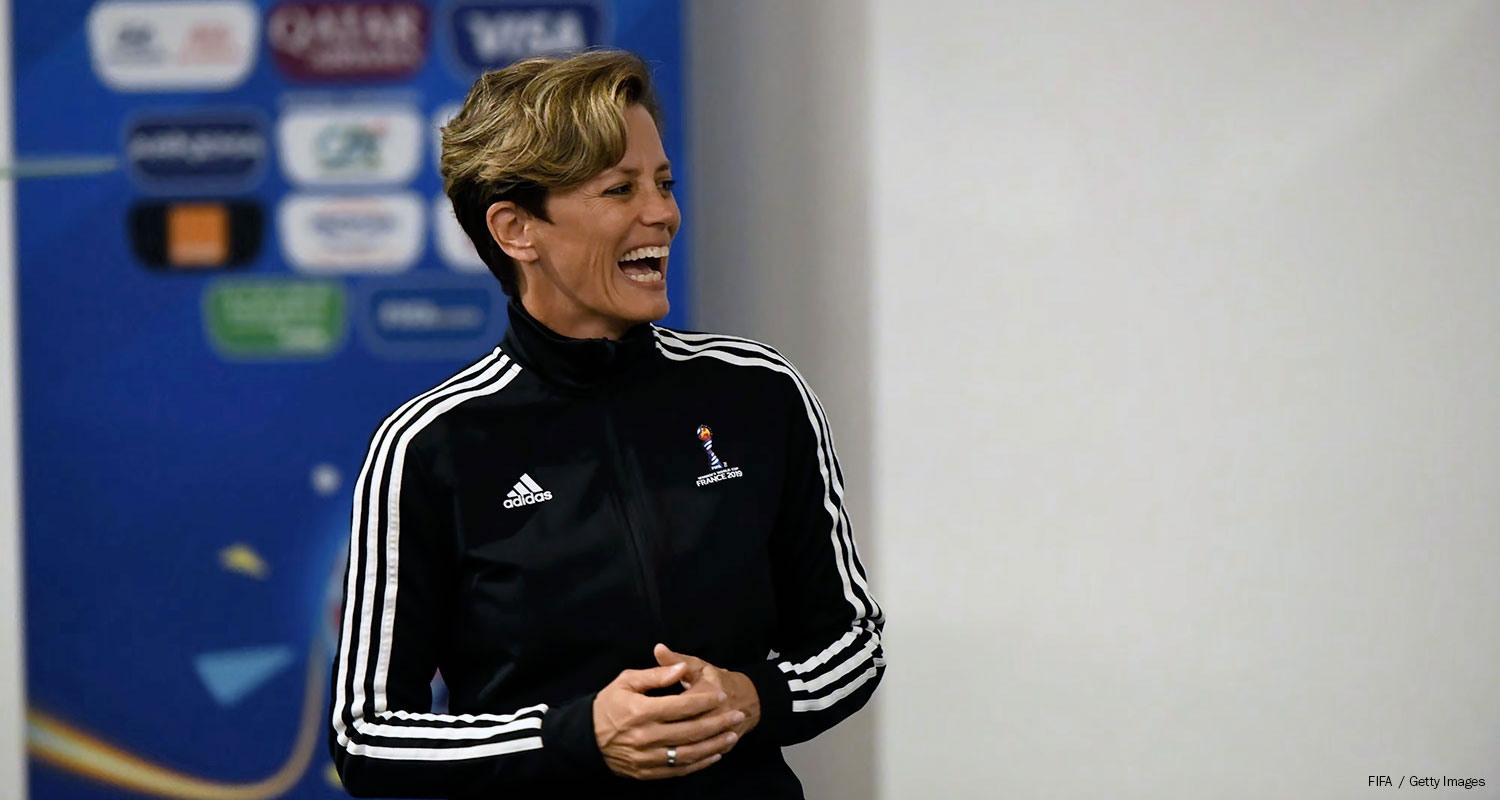 Kari Seitz being interviewed at the FIFA 2019 World Cup in France. (FIFA / Getty Images)