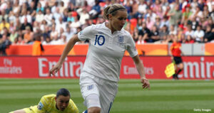 Kelly Smith playing for England. (Getty Images)