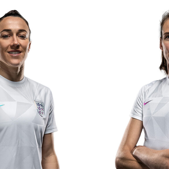 Headshots of Lucy Bronze and Jill Scott in England's Euro 2022 kit. (The FA)