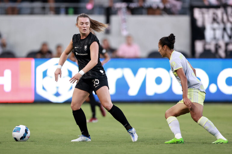 Miri Taylor on the ball for Angel City FC. (Angel City Football Club)